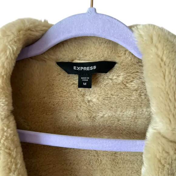 Express Y2K Vintage Suede Leather Faux Fur Lined Winter Coat Medium - Picture 13 of 15